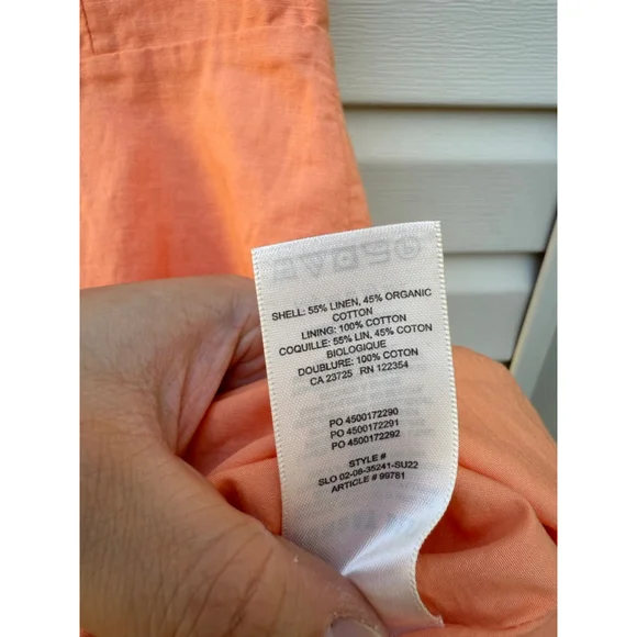 Aritzia Sunday Best Puff Sleeve Mini Dress Coral Linen Blend Size 2 - Picture 6 of 7